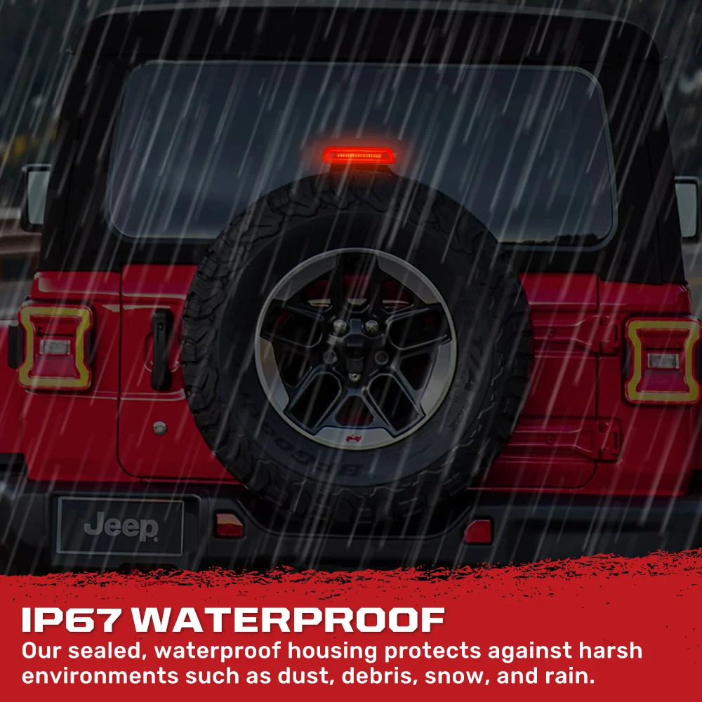 Jeep Wrangler JL 18-25 Ultra High Power Red OLED 3rd Brake Light Kit - Smoked & Clear Lens - Image 17