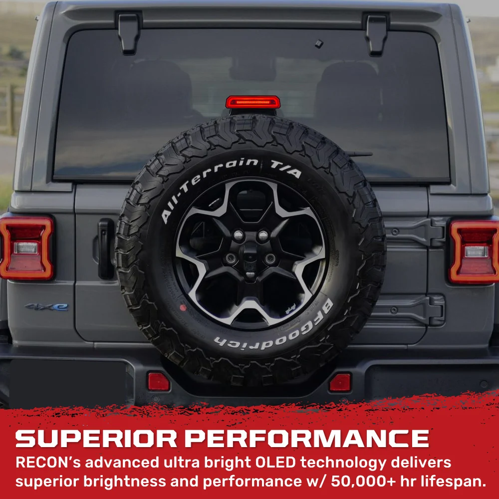 Jeep Wrangler JL 18-25 Ultra High Power Red OLED 3rd Brake Light Kit - Smoked & Clear Lens - Image 8
