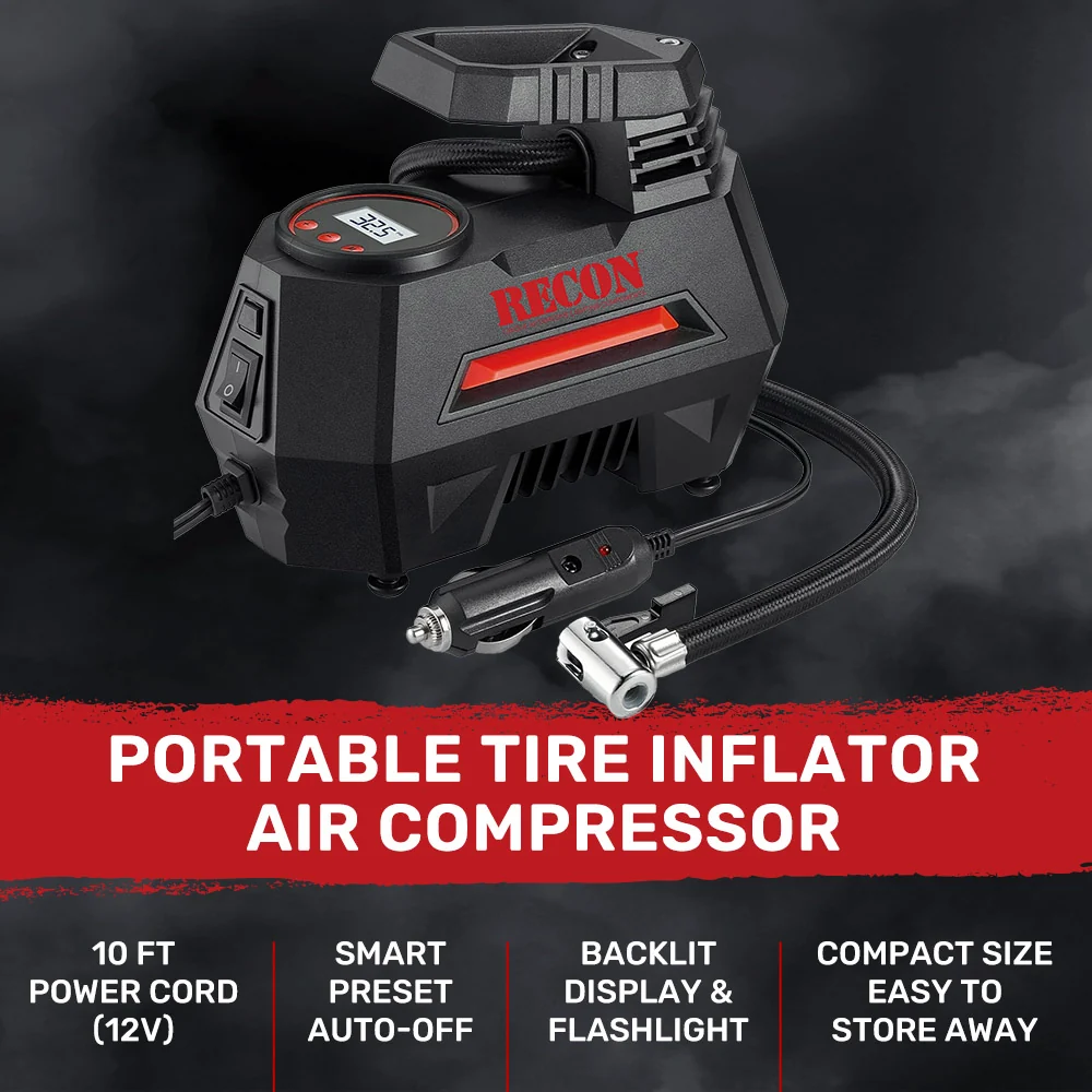 Portable Tire Inflator Air Compressor Pump Kit 12V for Truck, Cars, Bicycle & More 150PSI w/ LED Flashlight - Image 2