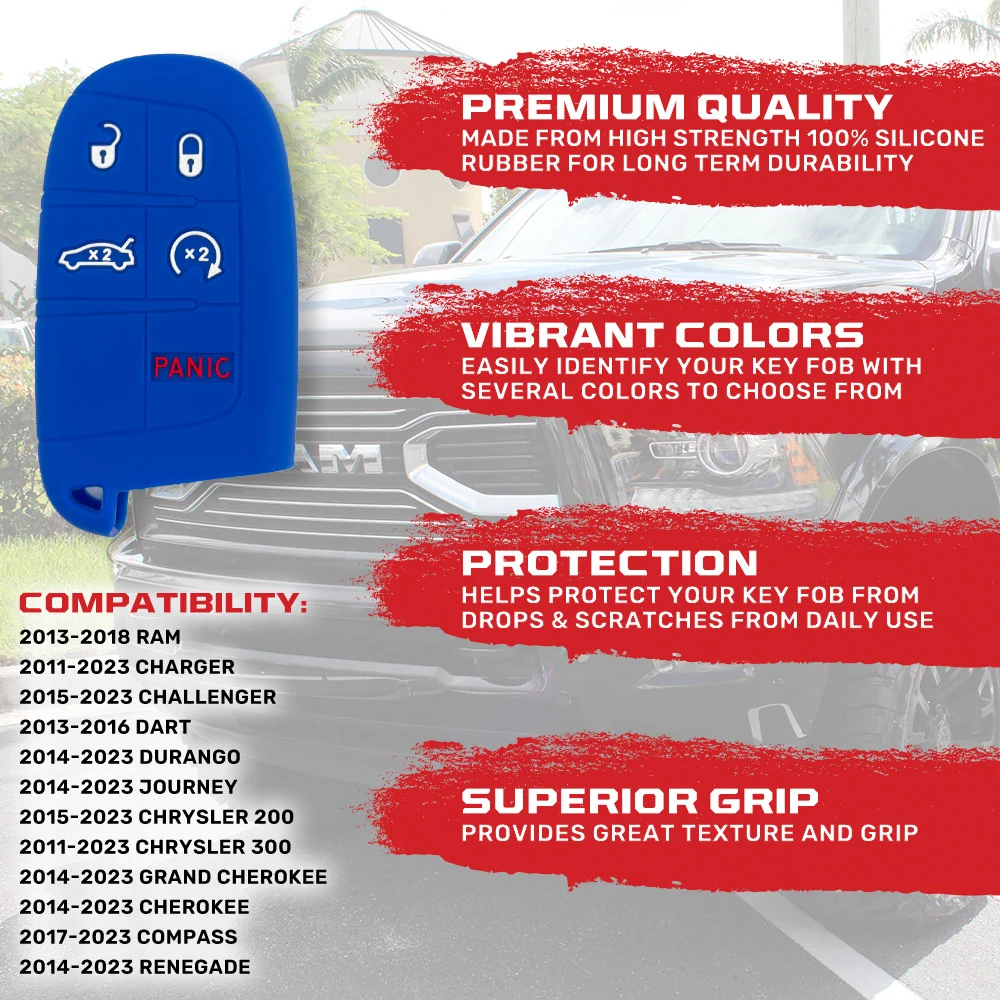 Dodge 13-18 RAM (1500, 2500, 3500) 1-Piece 100% Silicone Rubber Key Fob Cover - Multiple Colors - Image 17