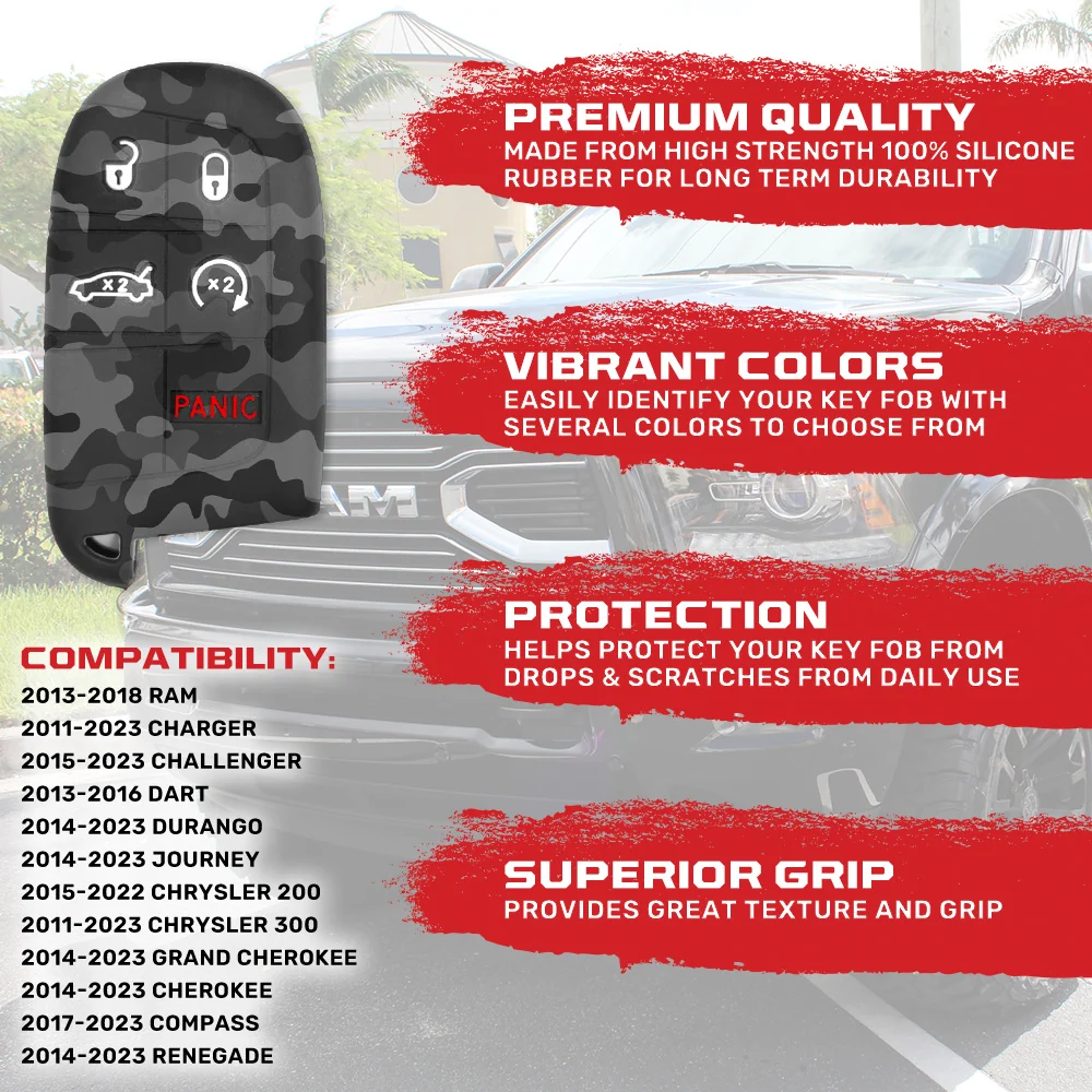 Dodge 13-18 RAM (1500, 2500, 3500) 1-Piece 100% Silicone Rubber Key Fob Cover - Multiple Colors - Image 66