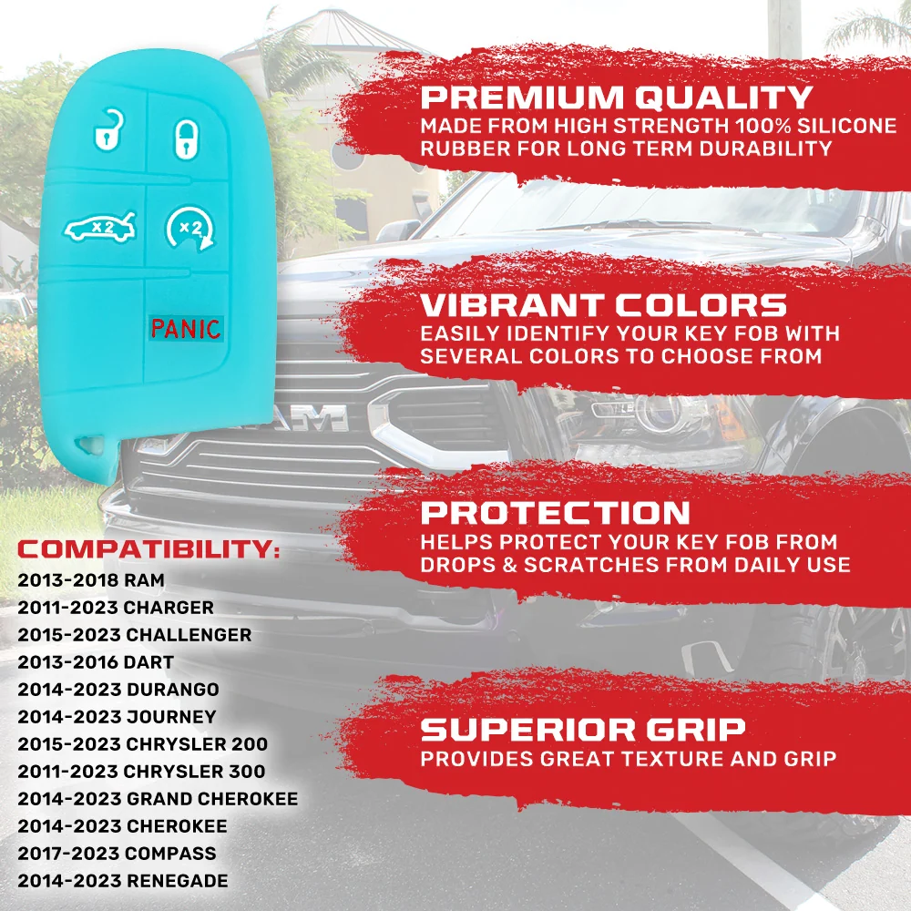 Dodge 13-18 RAM (1500, 2500, 3500) 1-Piece 100% Silicone Rubber Key Fob Cover - Multiple Colors - Image 81