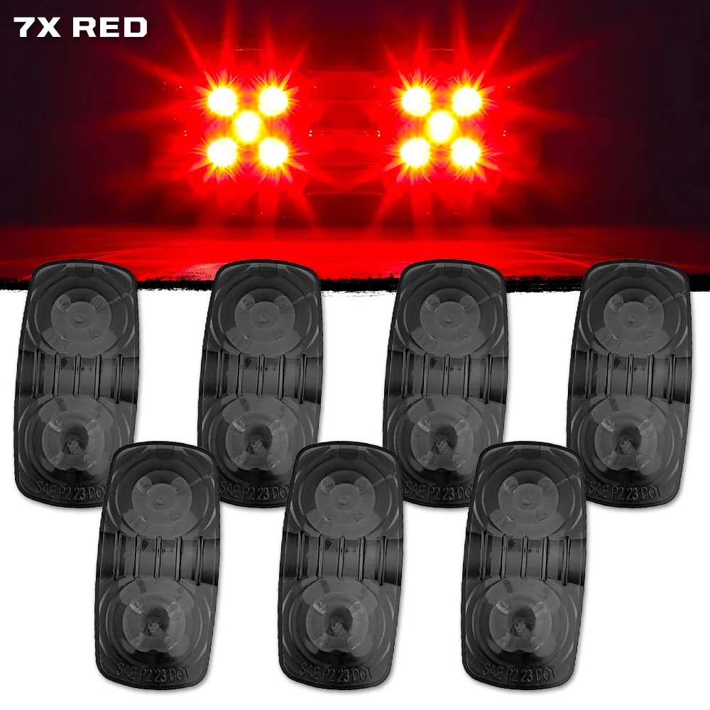 RECON 14-Pc Trailer Clearance Side Marker Running Lights Turn Signals 4" Lights with Ultra Bright 7 Red & 7 Amber LED Lights - Multiple Lens - Image 13