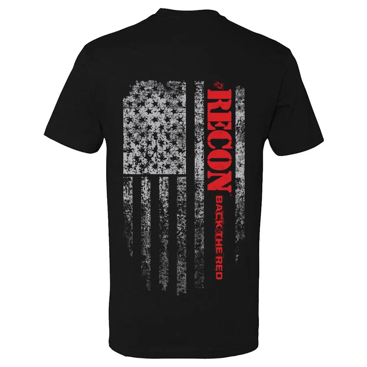 RECON Back The Red American USA Flag T-Shirt - Black