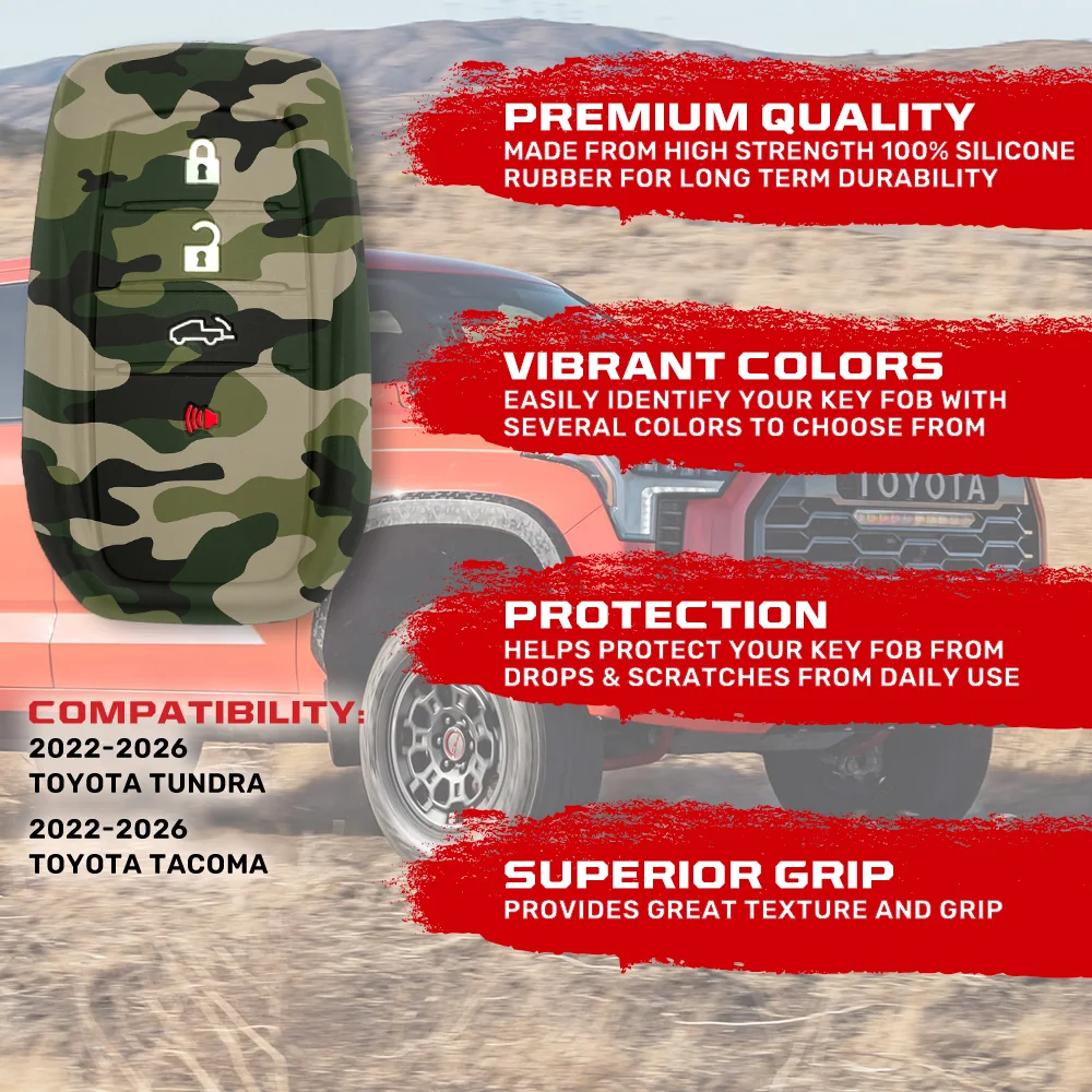 Toyota 22-26 Tundra & Tacoma 1-Piece 100% Silicone Rubber Key Fob Cover - Multiple Colors - Image 11