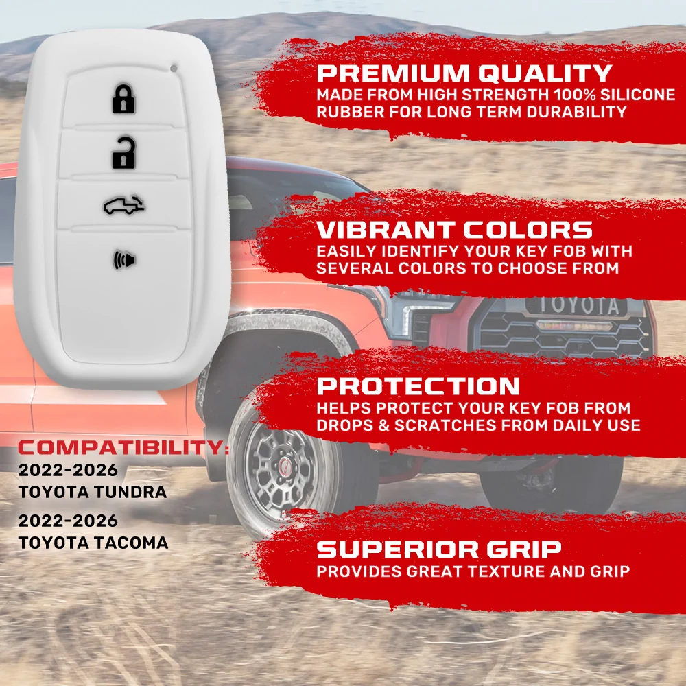 Toyota 22-26 Tundra & Tacoma 1-Piece 100% Silicone Rubber Key Fob Cover - Multiple Colors - Image 30
