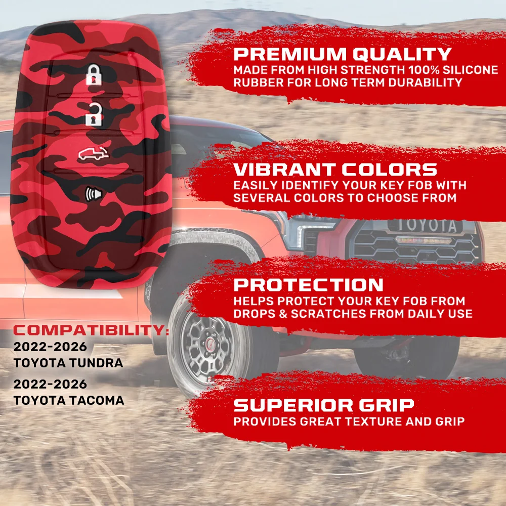 Toyota 22-26 Tundra & Tacoma 1-Piece 100% Silicone Rubber Key Fob Cover - Multiple Colors - Image 55