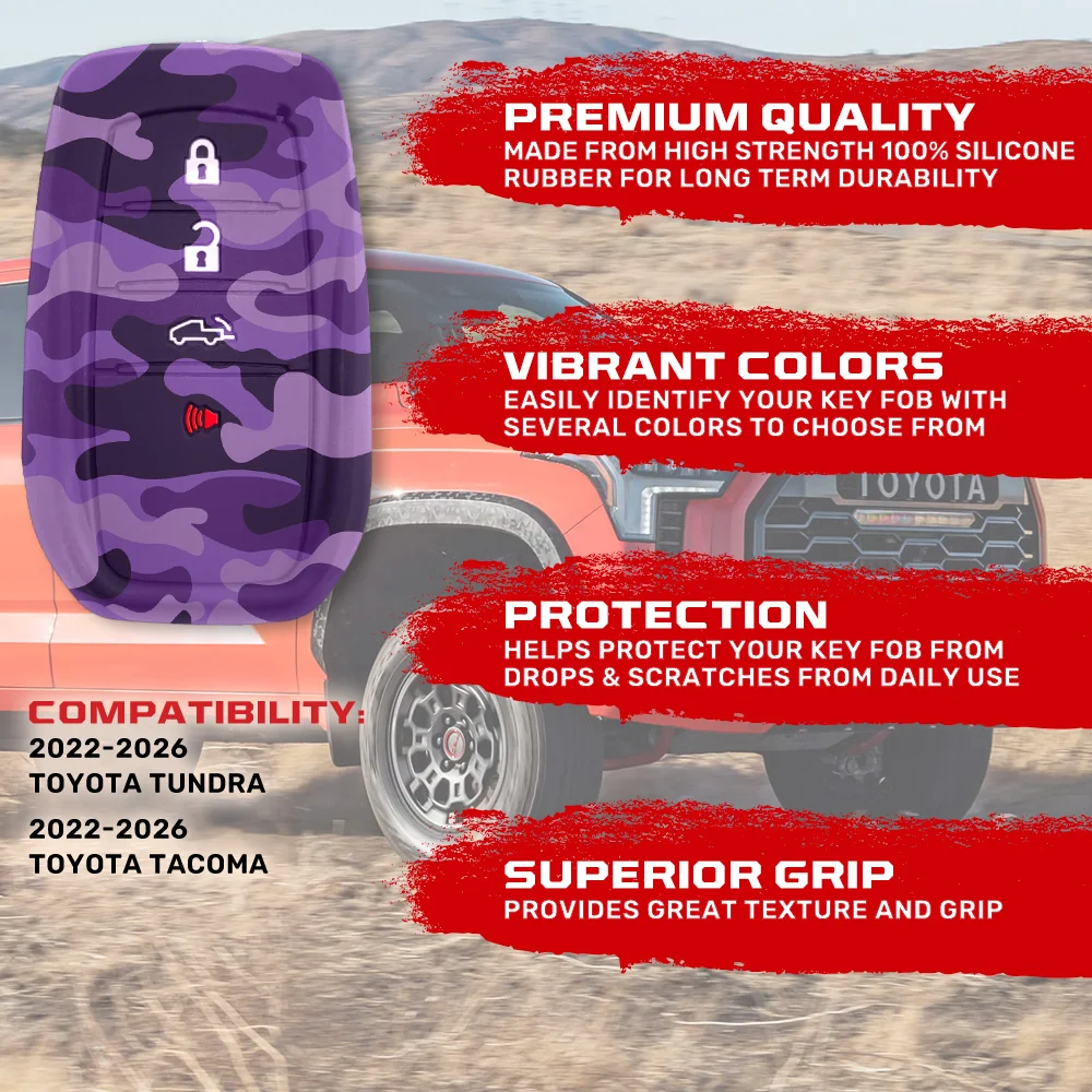 Toyota 22-26 Tundra & Tacoma 1-Piece 100% Silicone Rubber Key Fob Cover - Multiple Colors - Image 58