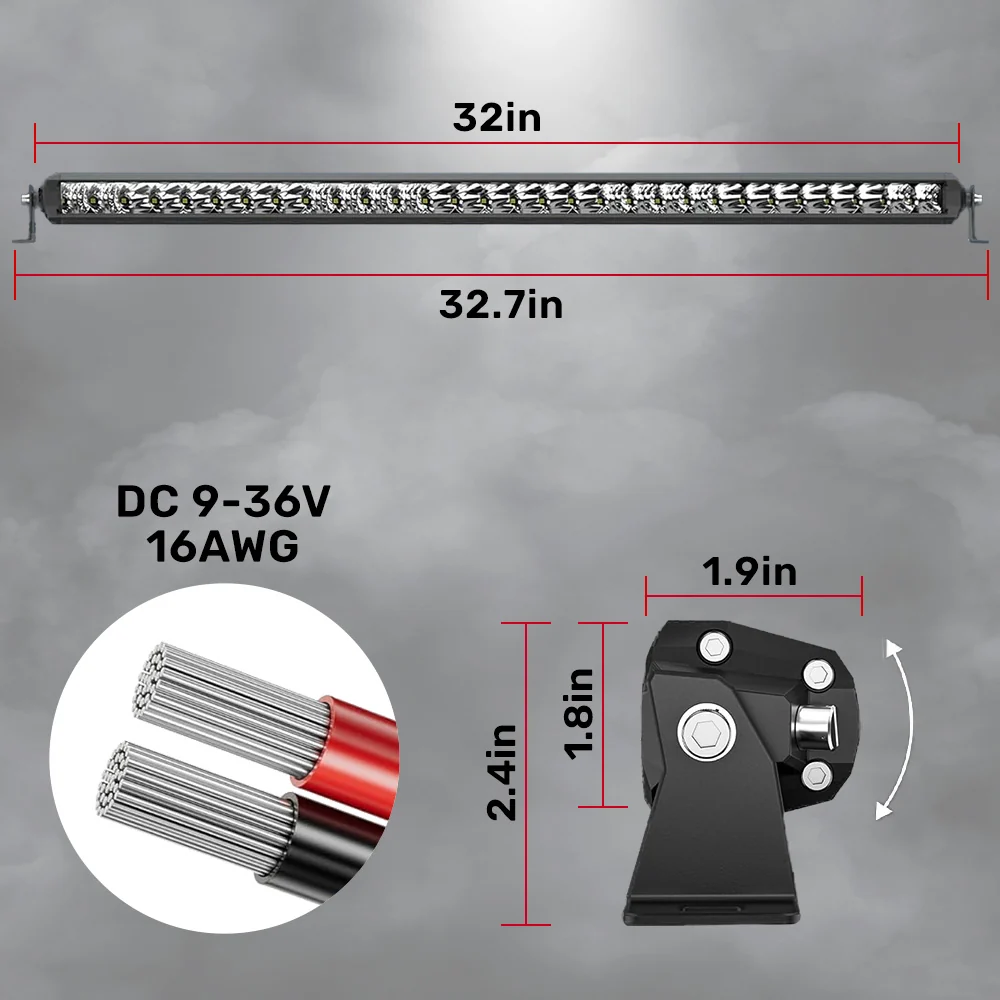 Universal 32" Heavy Duty Aluminum Ultra Bright 150W White Flood Spot Combo LED Light Bar - Image 5
