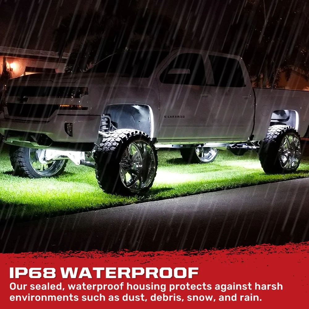 Universal 16-Pc Heavy Duty Aluminum Ultra Bright 6500K LED Underbody Rock Lights - White - Image 7